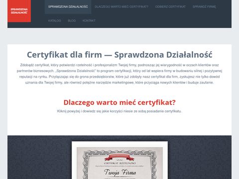 Sprawdzona-dzialalnosc.pl - odbierz certyfikat